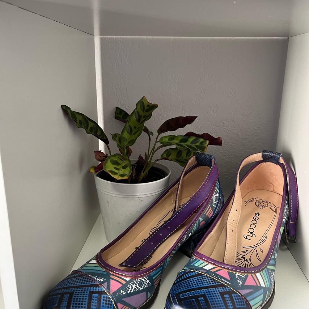 Socofy Leather Mary Jane Heels